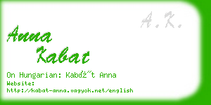 anna kabat business card